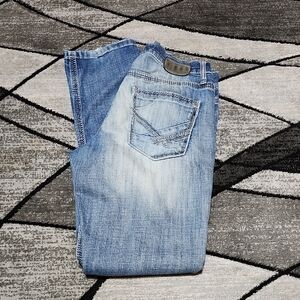 BKE JAKE EMBROIDERED LONG STRAIGHT-LEG DENIM JEAN